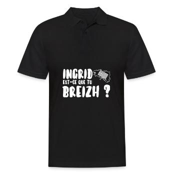 Ingrid est-ce que tu breizh? - Polo Homme - noir - Devant - Kai (181cm)
