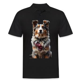 Australian Shepherd Schäferhund - Männer Poloshirt - Schwarz - Vorne - Kai (181cm)