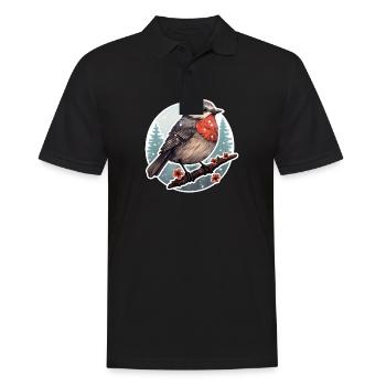 Rouge-gorge dans la neige Hiver - Polo Homme - noir - Devant - Kai (181cm)
