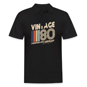 1980 - Men's Polo Shirt - black - Front - Kai (181cm)