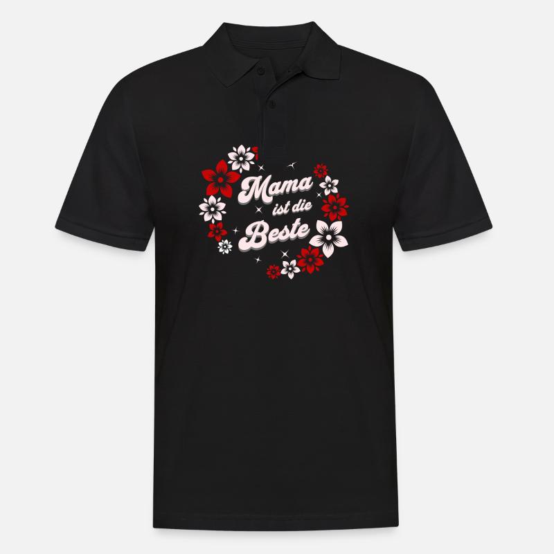 Mama ist die Beste Blumen Muttertag Design - Männer Poloshirt - Schwarz