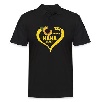 Maman Fête des Mères Chemise Tournesol Coeur Femme - Polo Homme - noir - Devant - Kai (181cm)