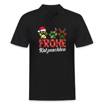 Père Noël Fête de Noël Noël Chats - Polo Homme - noir - Devant - Kai (181cm)