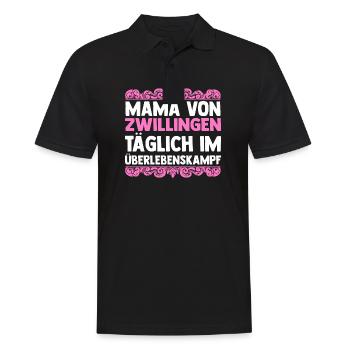 Mama Von Zwillingen - Männer Poloshirt - Schwarz - Vorne - Kai (181cm)