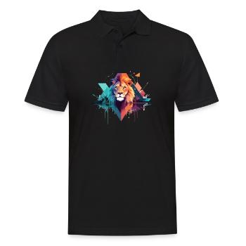 Lion, Faune, Animal, Nature, En plein air, Aquarelle - Polo Homme - noir - Devant - Kai (181cm)