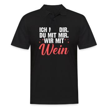 Ich Mit Dir Du Mit Mir Wir Mit Wein - Männer Poloshirt - Schwarz - Vorne - Kai (181cm)