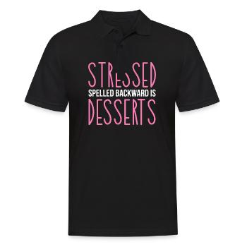 Stressed Spelled Backwards Is Desserts Pastry - Men's Polo Shirt - black - Front - Kai (181cm)