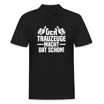 Hochzeit Junggesellenabschied Trauzeuge - Männer Poloshirt - Schwarz - Vorne - Kai (181cm)