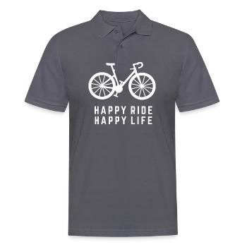 Happy Ride with Bicycle Bicycle Sayings - Men's Polo Shirt - charcoal grey - Front - Nico (186cm)