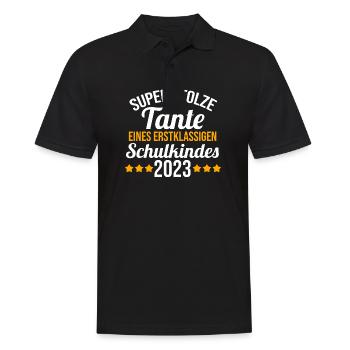 Stolze Tante eines Schulkind 2023 Einschulung - Männer Poloshirt - Schwarz - Vorne - Kai (181cm)