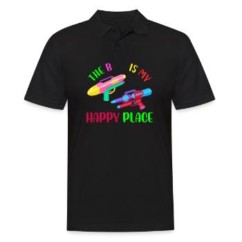 The Base is my happy place | Laser Tag player - Männer Poloshirt - Schwarz - Vorne - Kai (181cm)