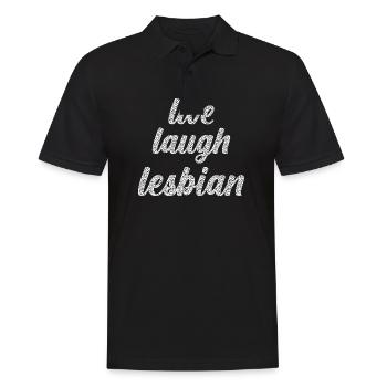 Live Laugh Lesbian - LGBTQIA+ mit Leopardenmotiven - Männer Poloshirt - Schwarz - Vorne - Kai (181cm)