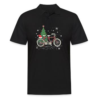 Bicycle Christmas Lights Road Cycling - Men's Polo Shirt - black - Front - Kai (181cm)
