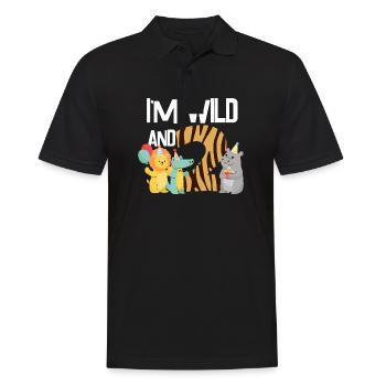 I'm wild and 2 Safari jungle - Männer Poloshirt - Schwarz - Vorne - Kai (181cm)
