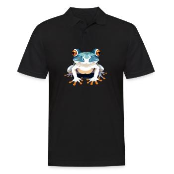 Frosch-Vektor-Kunst mit lebendigen Farben Illustration - Männer Poloshirt - Schwarz - Vorne - Kai (181cm)