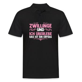 Mama Von Zwillingen - Männer Poloshirt - Schwarz - Vorne - Kai (181cm)