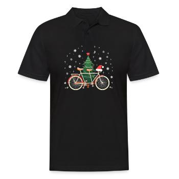 Bicycle Christmas Lights Vintage Cycling - Men's Polo Shirt - black - Front - Kai (181cm)