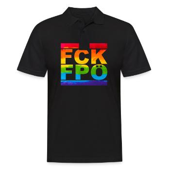FCK FPÖ - LGBTQ - Montrer l’exemple à la droite - Polo Homme - noir - Devant - Kai (181cm)