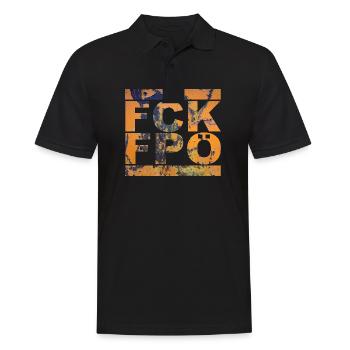 FCK FPÖ - Montrer l’exemple contre la droite (vintage) - Polo Homme - noir - Devant - Kai (181cm)