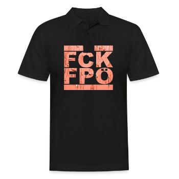 FCK FPÖ - Montrer l’exemple contre la droite - Polo Homme - noir - Devant - Kai (181cm)