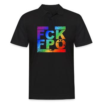 FCK FPÖ - Montrer l’exemple contre la droite - Polo Homme - noir - Devant - Kai (181cm)