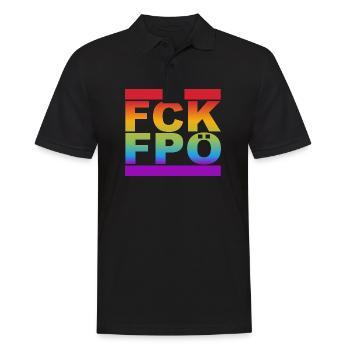 FCK FPÖ - LGBTQ Regenbogenfarben - Männer Poloshirt - Schwarz - Vorne - Kai (181cm)