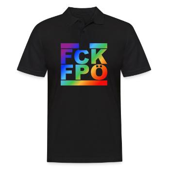 FCK FPÖ - LGBTQ - Montrer l’exemple à la droite - Polo Homme - noir - Devant - Kai (181cm)
