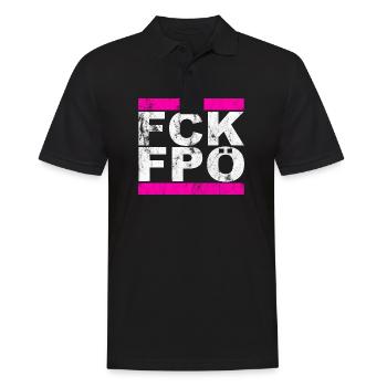 FCK FPÖ - Montrer l’exemple contre la droite - Polo Homme - noir - Devant - Kai (181cm)
