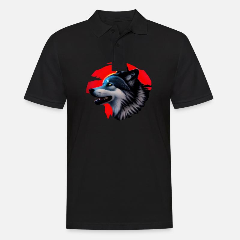Wolf - Männer Poloshirt - Schwarz