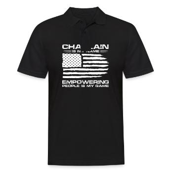 Chaplain is my name Empowering people is my game - Men's Polo Shirt - black - Front - Kai (181cm)
