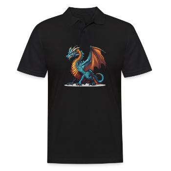 Fantasy Dragon - Men's Polo Shirt - black - Front - Kai (181cm)