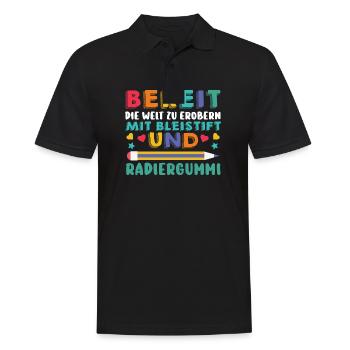 First Grade Elementary School Back to School Gift - Men's Polo Shirt - black - Front - Kai (181cm)