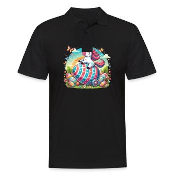 Ostern Einhorn – Farbenfrohes Osterei Design - Männer Poloshirt - Schwarz - Vorne - Kai (181cm)
