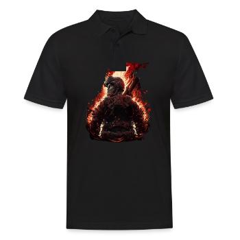 Feuerwehrmann unter Feuer - Männer Poloshirt - Schwarz - Vorne - Kai (181cm)