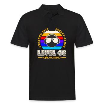 Level 48 - Men's Polo Shirt - black - Front - Kai (181cm)