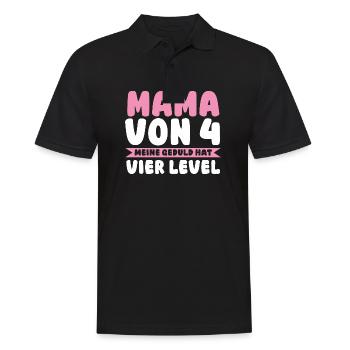 Mama Von 4 Kindern - Männer Poloshirt - Schwarz - Vorne - Kai (181cm)