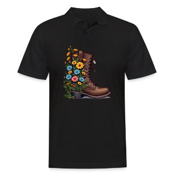 Hiker Hiking Boots - Floral Women - Men's Polo Shirt - black - Front - Kai (181cm)
