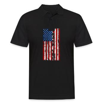 Merci Amérique cadeau drapeau américain - Polo Homme - noir - Devant - Kai (181cm)