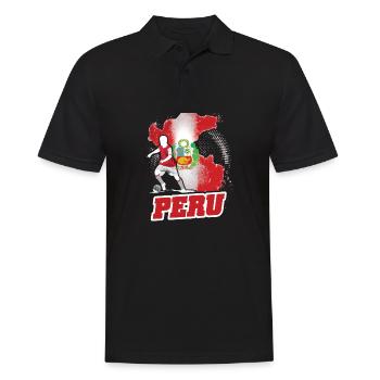 Fußball Fußball Peru Flagge - Männer Poloshirt - Schwarz - Vorne - Kai (181cm)