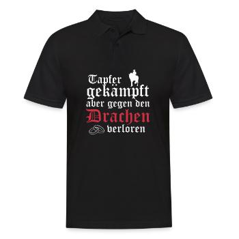 Tapfer gekämpft, aber gegen den.. - Geschenk - Männer Poloshirt - Schwarz - Vorne - Kai (181cm)