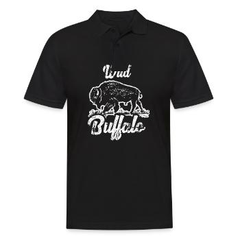 Tier Tiere Büffel Bison Buffalo Wildnis Geschenk - Männer Poloshirt - Schwarz - Vorne - Kai (181cm)