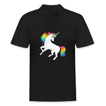 Einhorn - Männer Poloshirt - Schwarz - Vorne - Kai (181cm)