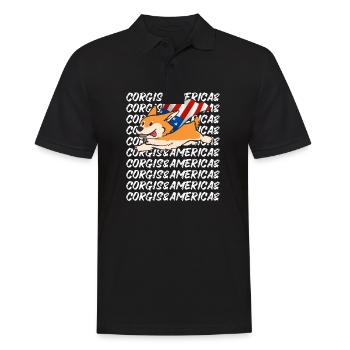 Fliegender Super Corgi Amerika USA Hundeliebe - Männer Poloshirt - Schwarz - Vorne - Kai (181cm)