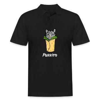 Amant de chat d'amoureux de chat de chat de Burrito Meow - Polo Homme - noir - Devant - Kai (181cm)