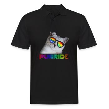 Purride Pride Katze LGBT Lustiges Cat Geschenk - Männer Poloshirt - Schwarz - Vorne - Kai (181cm)