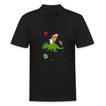 Katze Pizza Dinosaurier Geschenk - Männer Poloshirt - Schwarz - Vorne - Kai (181cm)