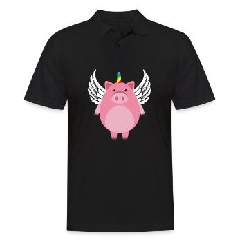Unipig rose mignon drôle Licorne cochon Tee Shirt cadeau - Polo Homme - noir - Devant - Kai (181cm)