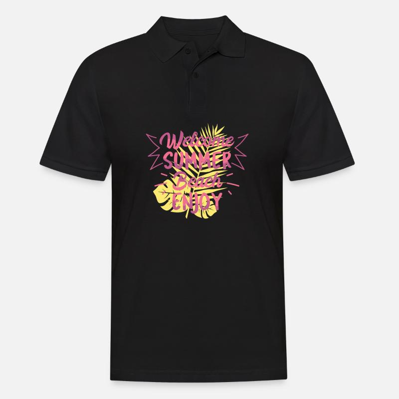 Willkommen Sommer Strand - Männer Poloshirt - Schwarz