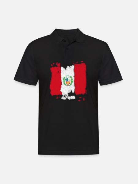 Peru Flagge - Männer Poloshirt - Schwarz
