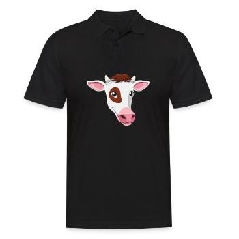 Kuh Gesicht Geschenk Vegan Vegetarisch Shirt - Männer Poloshirt - Schwarz - Vorne - Kai (181cm)
